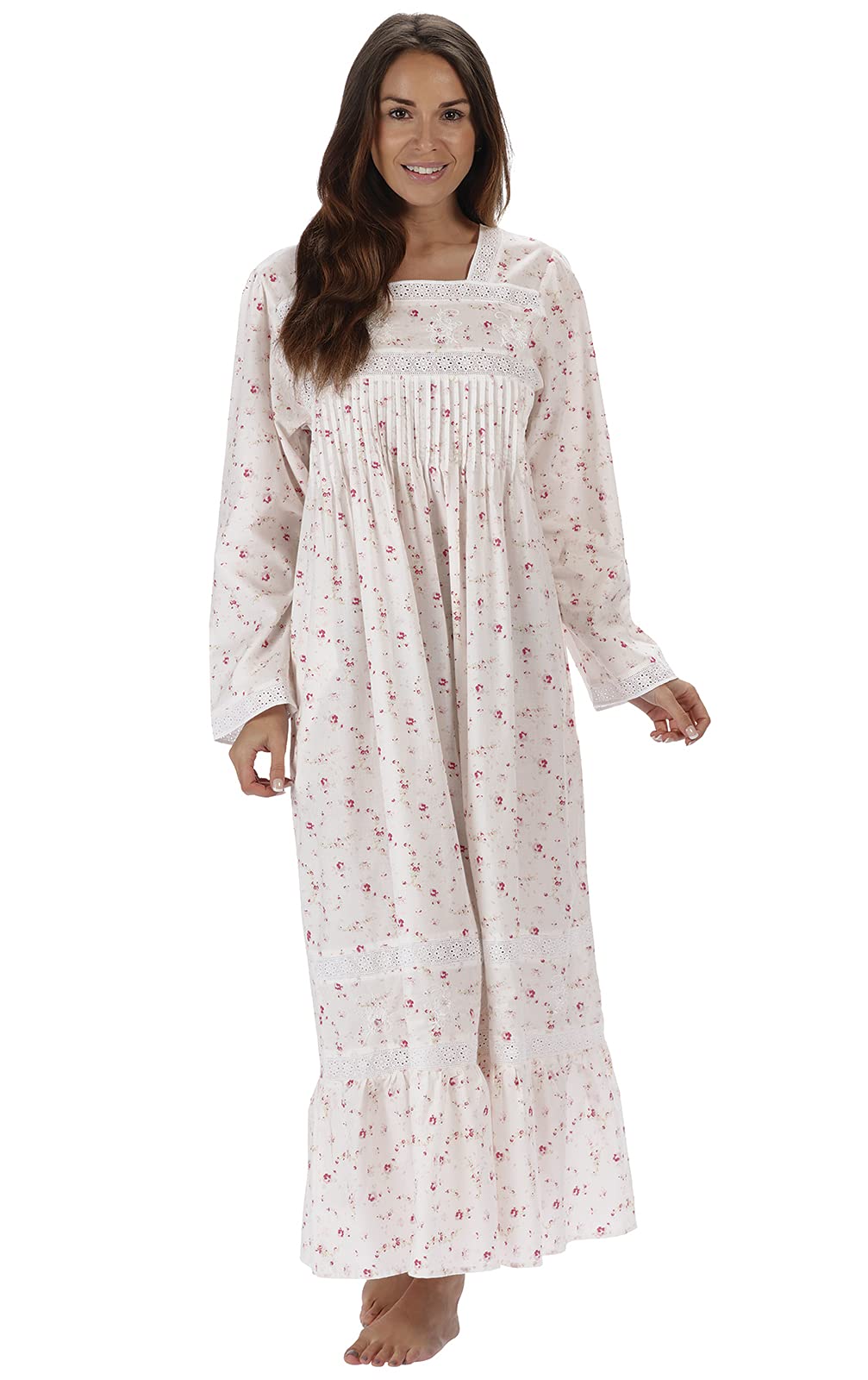 The 1 for U 100% Cotton Nightgown Violet with Pockets 7 Sizes - (Small, Vintage Rose) Image