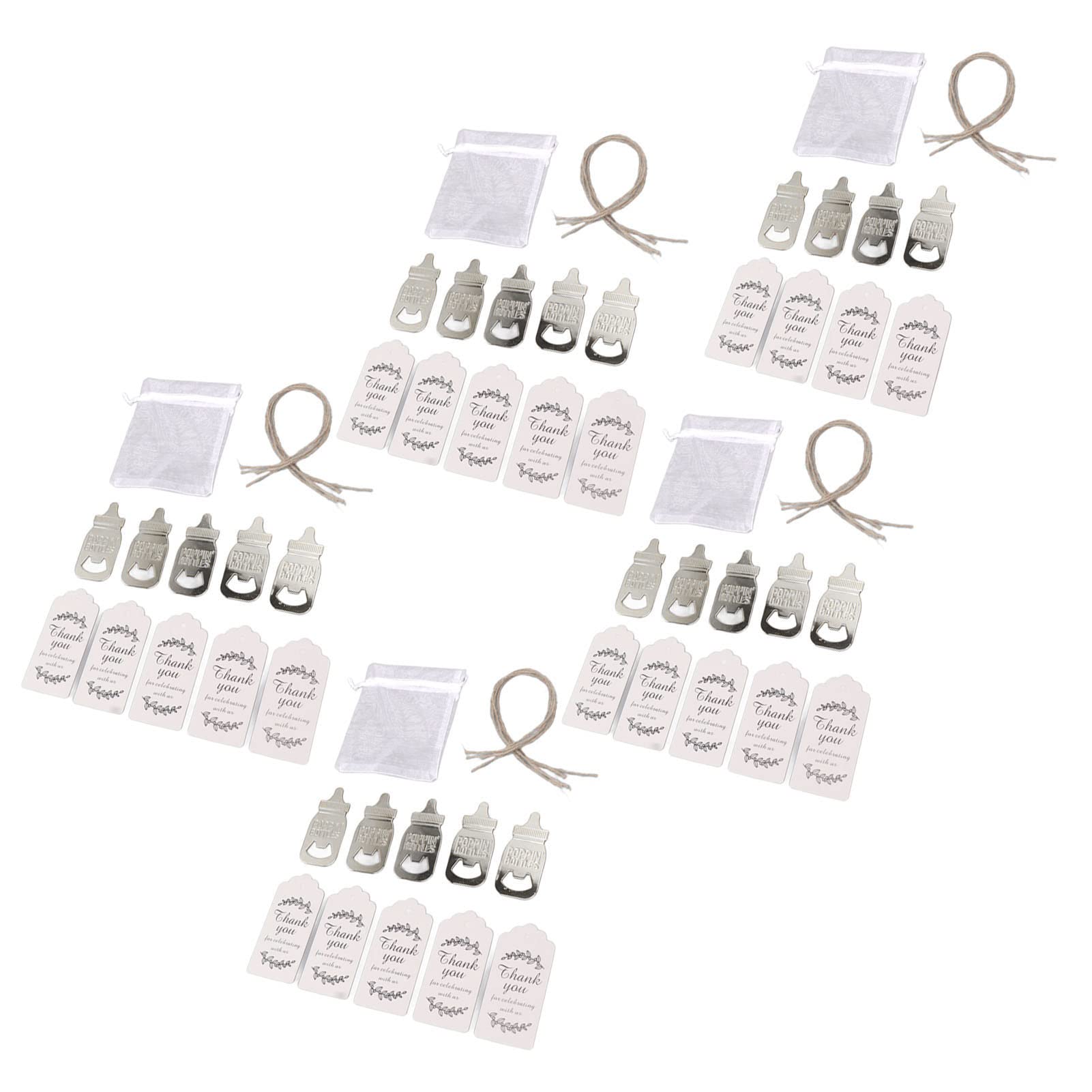 Bottle Opener, 24 Sets Decorative Baby Bottle Opener Metal Rustproof for Baby Shower Party (Silver)