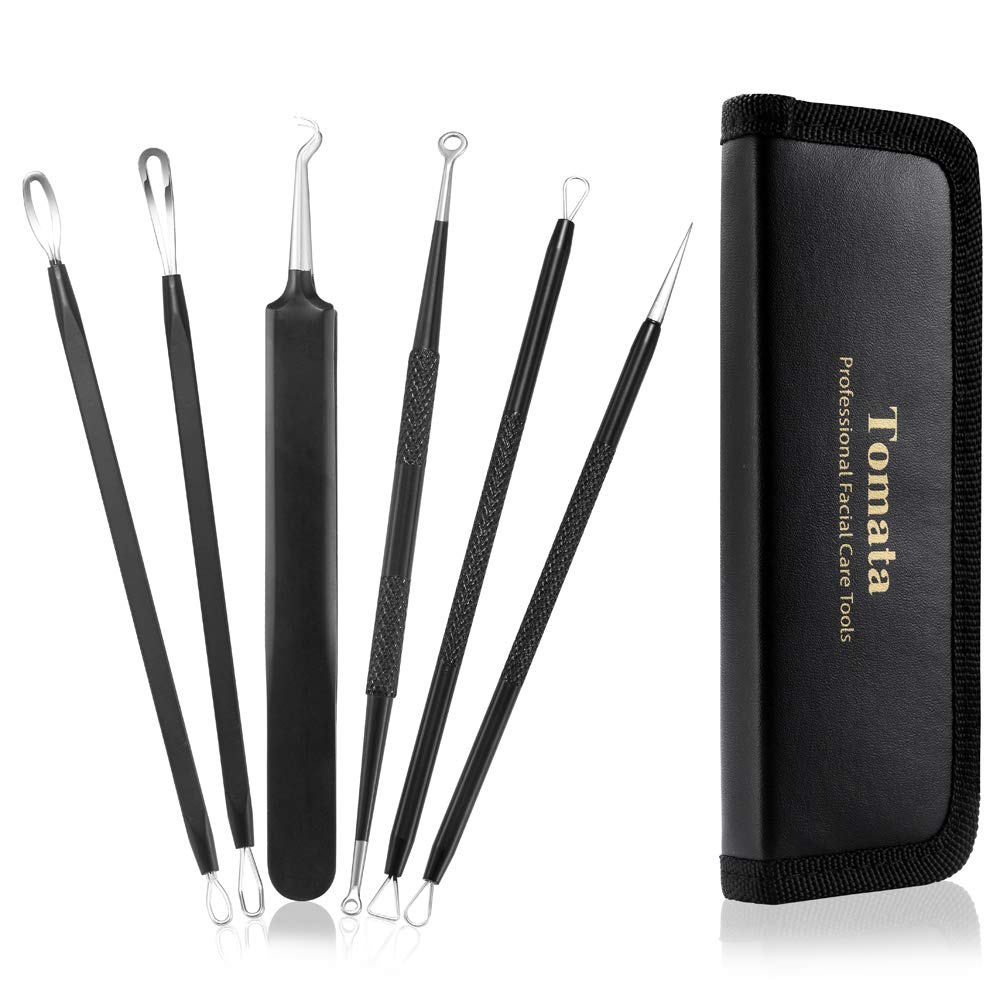 Tomata Blackhead Remover Comedone Extractor - (6 Piece Kit) - Professional Stainless Pimples Comedone Extractor Removal Tool: Beauty