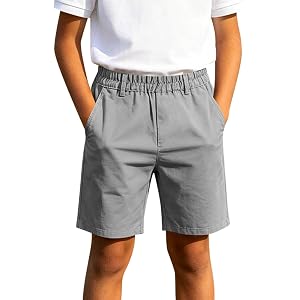 Zzalalana Boys School Uniform Shorts Elastic Waist Athletic Shorts Kids Summer Casual Golf Sports Short Pants with Pockets