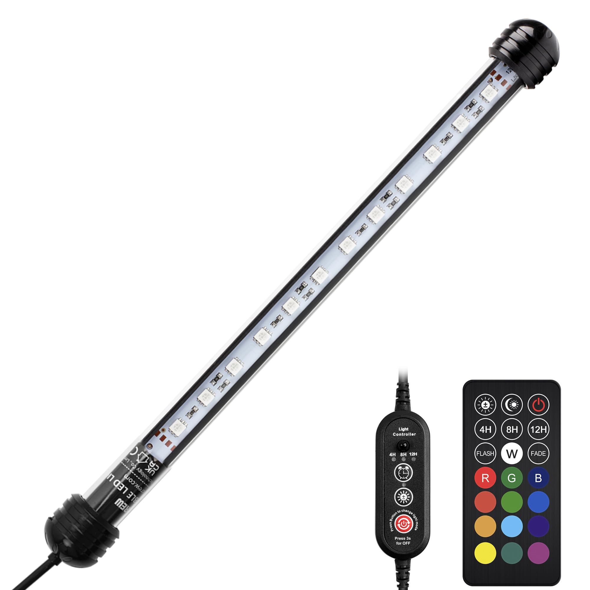 Photo 1 of NICREW LED Aquarium Light, 11 Inches Submersible Fish Tank Light, Waterproof Underwater Light with Multicolor Option