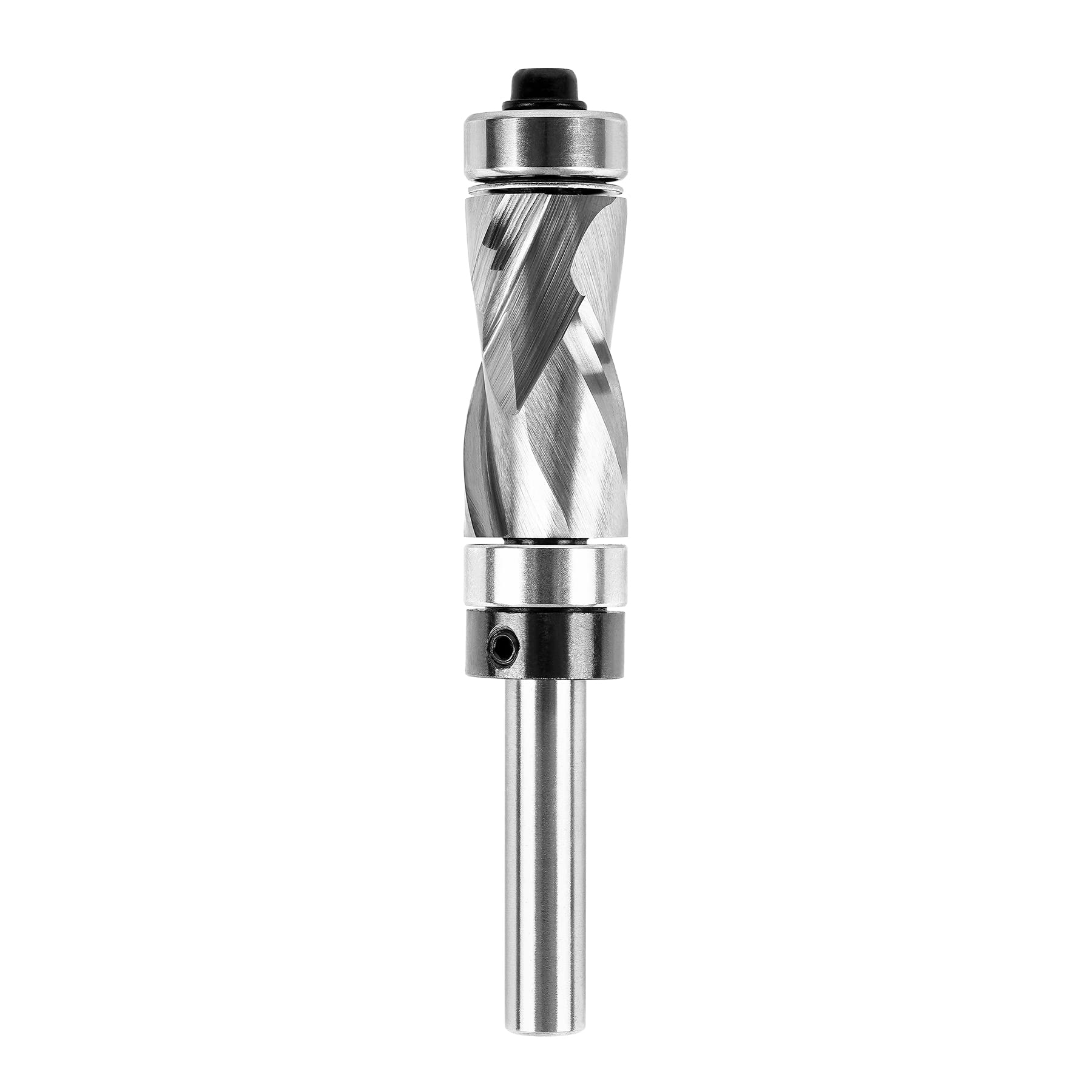 SpeTool 1/2" Up-Down Compression Flush Trim Router Bit, 1/4 Inch Shank Solid Carbide Spiral Template Bit with Top & Bottom Bearings for Chip-Free Plunge Routing on Plywood, MDF & Melamine Edges