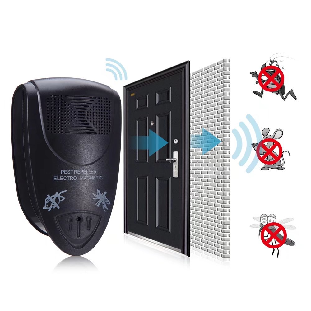 Ultrasonic Pest Repeller, Electromagnetic Pest Repeller Experts New Technology Deterrent Rodents Spiders Bed Bugs Rats Ants Mice Fleas Pet Friendly Device - Black 1 Pack