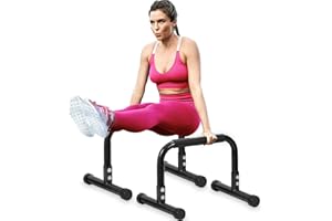 TABEKE Push Up Bar, 14'' High Steel Parallettes & Dip Bar with Full Coverage Foam Handle, Heavy-Duty Calisthenics Parallel Bars for L-Sit, Dips, Home Gym Strength Training Workout