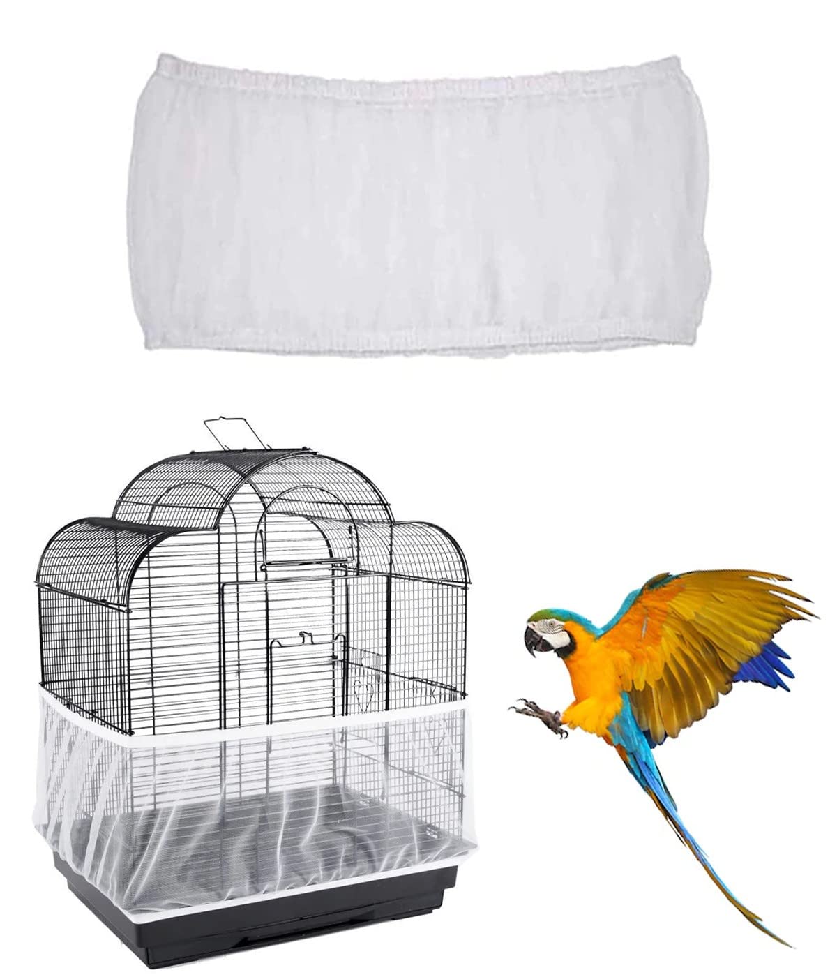 LICHUANUK Covers for bird cages, bird cage, dirt catcher, bird cage seed catcher, for cages with a circumference of 140-220 cm, for round, square cage, white