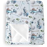 EyMzcod Baby Boys Blankets Golf Gear Sport, Watercolor Blue Ball Glove Car Stick Soft Lightweight Nursery Receiving Swaddle, Flannel Newborn Infant Toddler Crib Bedding Kids Gift 30 x 40 in