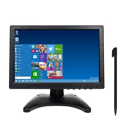 Toguard Monitor táctil de 10.1 pulgadas IPS pantalla con lápiz capacitivo color ultra thin HD 1280 * 800 Vídeo Pantalla del monitor con entrada de vídeo BNC/AV/HDMI/VGA, salida de auriculares, altavoz integrado