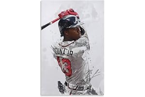 TZUFA Baseball Star Ronald Acuna Jr Signed Poster Watercolor Art Cool Decorative Painting Canvas Wall Art Living Room Aesthetic Posters For Boys Bedroom Teens Room. Unframe-style, 12x18inch(30x45cm)