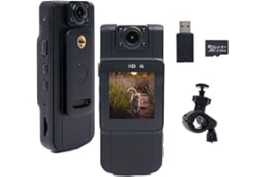 FYLTOG Body Camera, HD 4K Action Camera, Wearable Camera, Capable of Panoramic Video and Audio Recording, Suitable for Cycling, Travel, Pet Walking, and Law Enforcement (128G TF Card+USB Flash Disk)