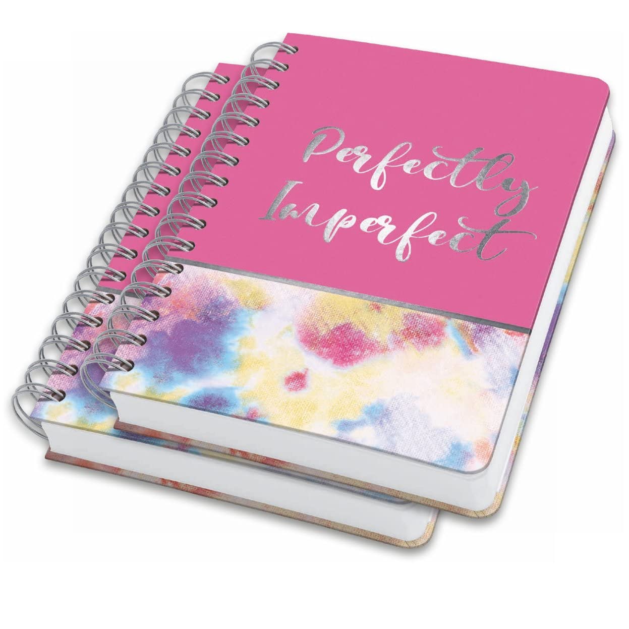 SIGEL JN609 Spiral notebook premium, A5, dotted, hardover, batik pattern, Yellow/Pink/Blue, 2 Pieces - Jolie