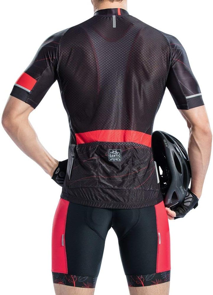 Santic Cycling Bib Shorts Men Pro Gel Padded Bike Pants with Color-Blocking: Clothing