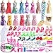 Outee 86 Pcs Doll Clothes Set for Party Grown Outfit Including 16 Pcs Clothes 70 Pcs Accessories for Girls Kids Party Birthday Gifts