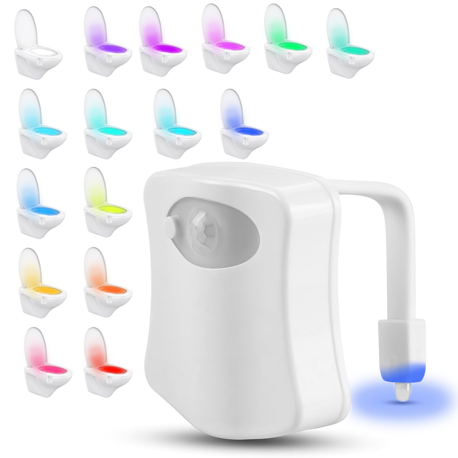 Toilet Light Inside Toilet 16 Colors, Changing Waterproof Automatic Motion Sensor Lights Smart Gadgets Bathroom Novelty Item Illuminate Toilets Bowl Light Fun Gifts for Women's Father's Day Birthdays