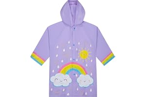 Puddle Play Kids Waterproof Rain Slicker – Unicorn, Rainbow & Space Hooded Raincoat with Snap Closure, Sizes 2-9
