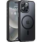 Newfuture Upgraded Magnetic for iPhone 15 Pro Max Case [Compatible with Magsafe] [Mil-Grade Protection], Pocket-Friendly, Slim Translucent Phone Case Cover for iPhone 15 Pro Max 6.7", Black