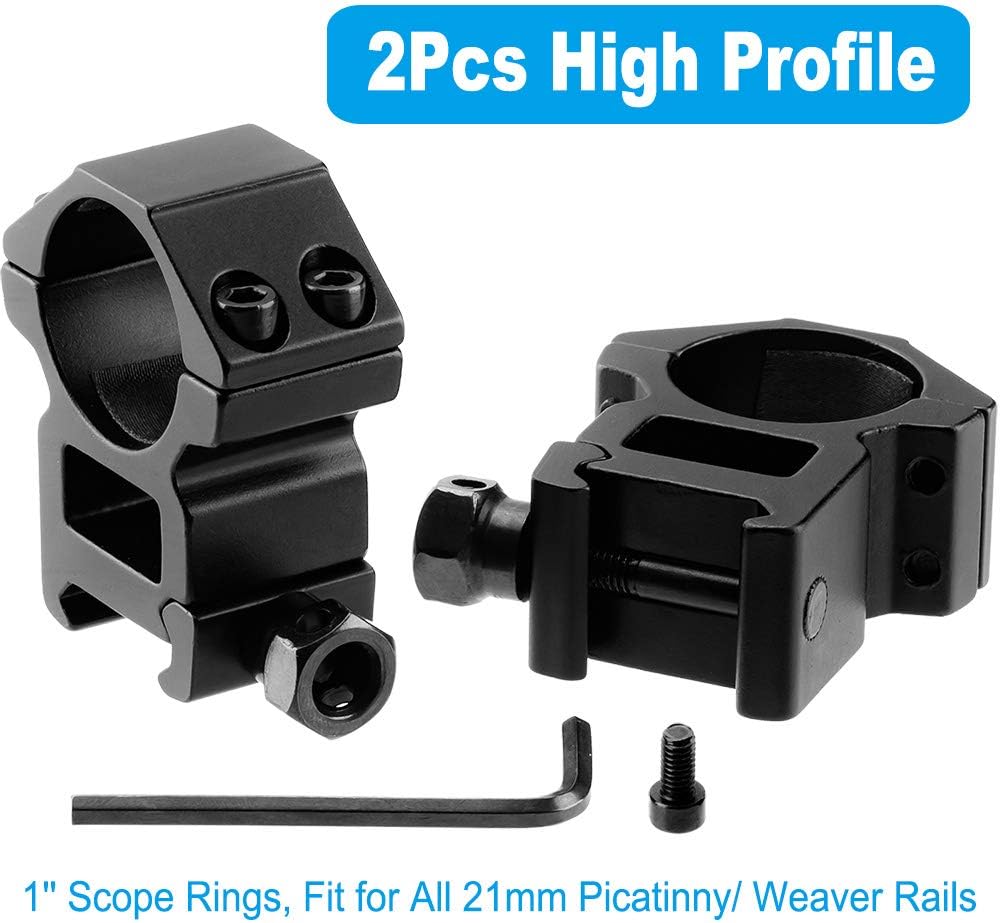 LONSEL 1'' Scope Rings, 2Pcs High Profile & 2Pcs Medium Profile 1 Inch Scope Mount Rings for Picatinny Rail - Pack of 4 : Sports & Outdoors