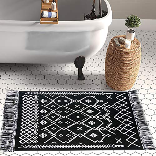 EARTHALL Upgraded Boho Bathroom Rug 2'x3', 100 Woven Boho Rug for