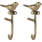 SOFFEE DESIGN 2pcs Metal Coat Hooks with Gold Little Bird Branch Shape, for Entryway, Bathroom, Bedroom Farmhouse Decoration