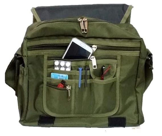 Generic Polyester Laptop/Crossbody/Travel/Office Bag with Organiser Inside (Mahendi Green, 34 X 14 X 39 cm)