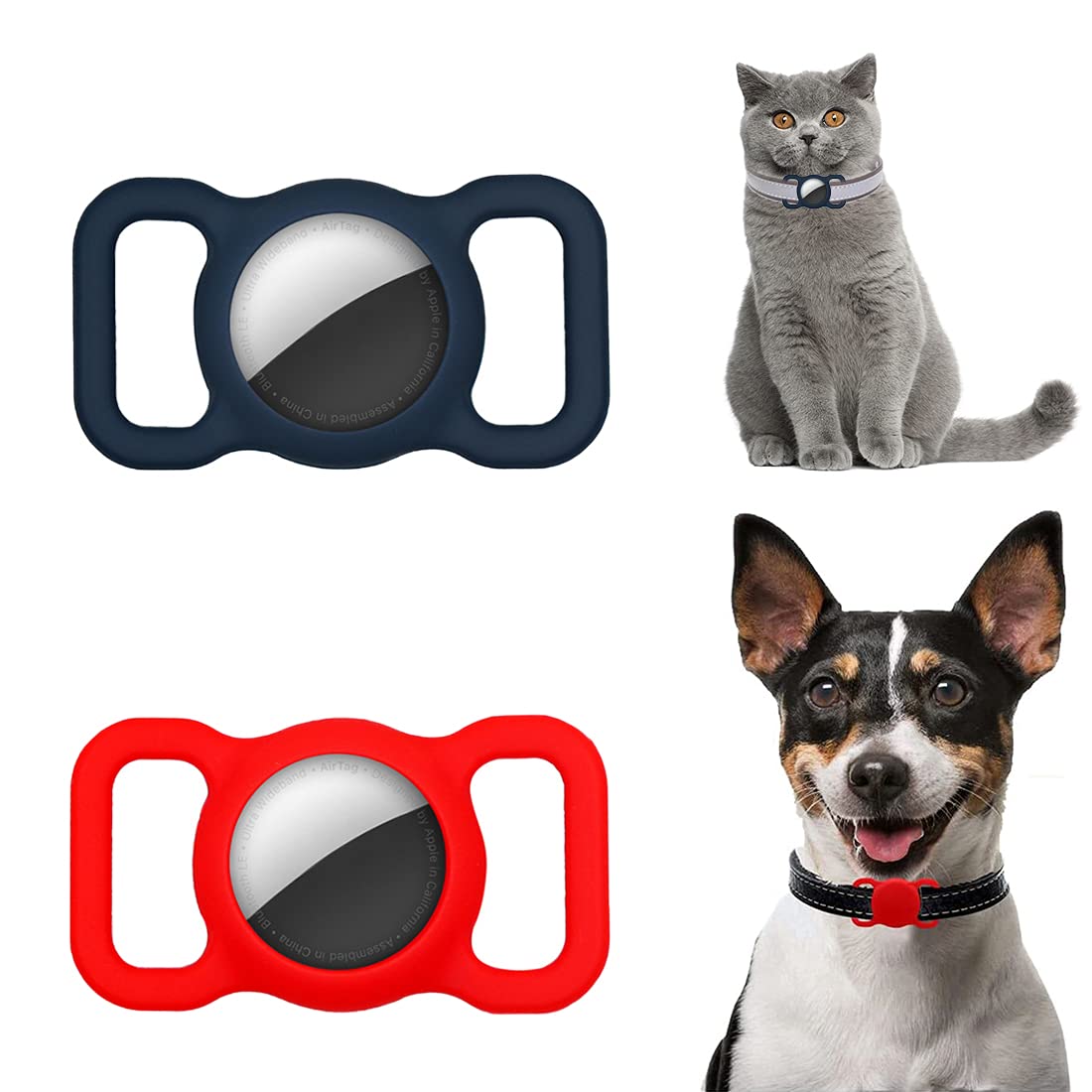 2-PCS Silicone Protective Case for AirTag for Dog/Cat Collar Backpack Strap GPS Tracking Holder Waterproof AirTag Holder Multi-Color AirTag Accessories Anti-Lost Device