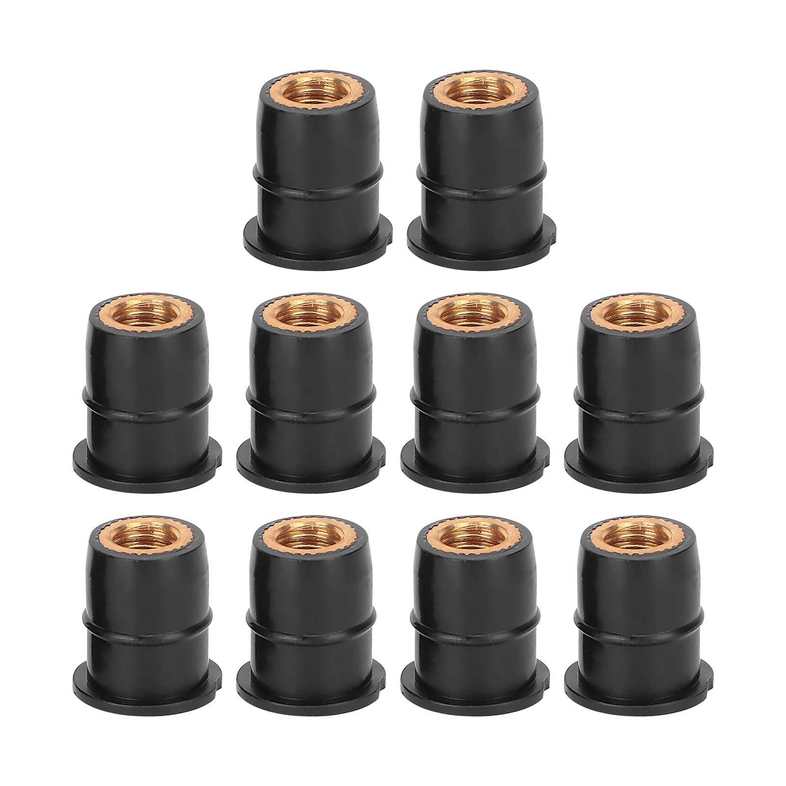 Well Nut-Expansion Nut 10PCS Well Nut M6x0.8mm Rubber Captive Brass for Motorcycle ATV Windscreens Body