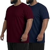 Feiersi Men&rsquo;s Big and Tall Stretch Short Sleeve T-Shirt Lightweight Casual Crew Neck Plus Size Tops 2 Pack 2XL-5XL