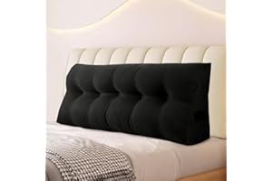 WUIOYNF Large Triangular Headboard Pillows Long Backrest Positioning Support Bolster Cushion for Daybed Fluffy Quality Plush Body Wedge Pillow with Removable Cover(Black-Twin/Twin XL-39x8x20 in)