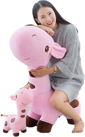 Amazon キリン 乗り物おもちゃ インテリア Kirin ぬいぐるみ 大人まで座椅子として使用可能 ピンク ぬいぐるみ おもちゃ