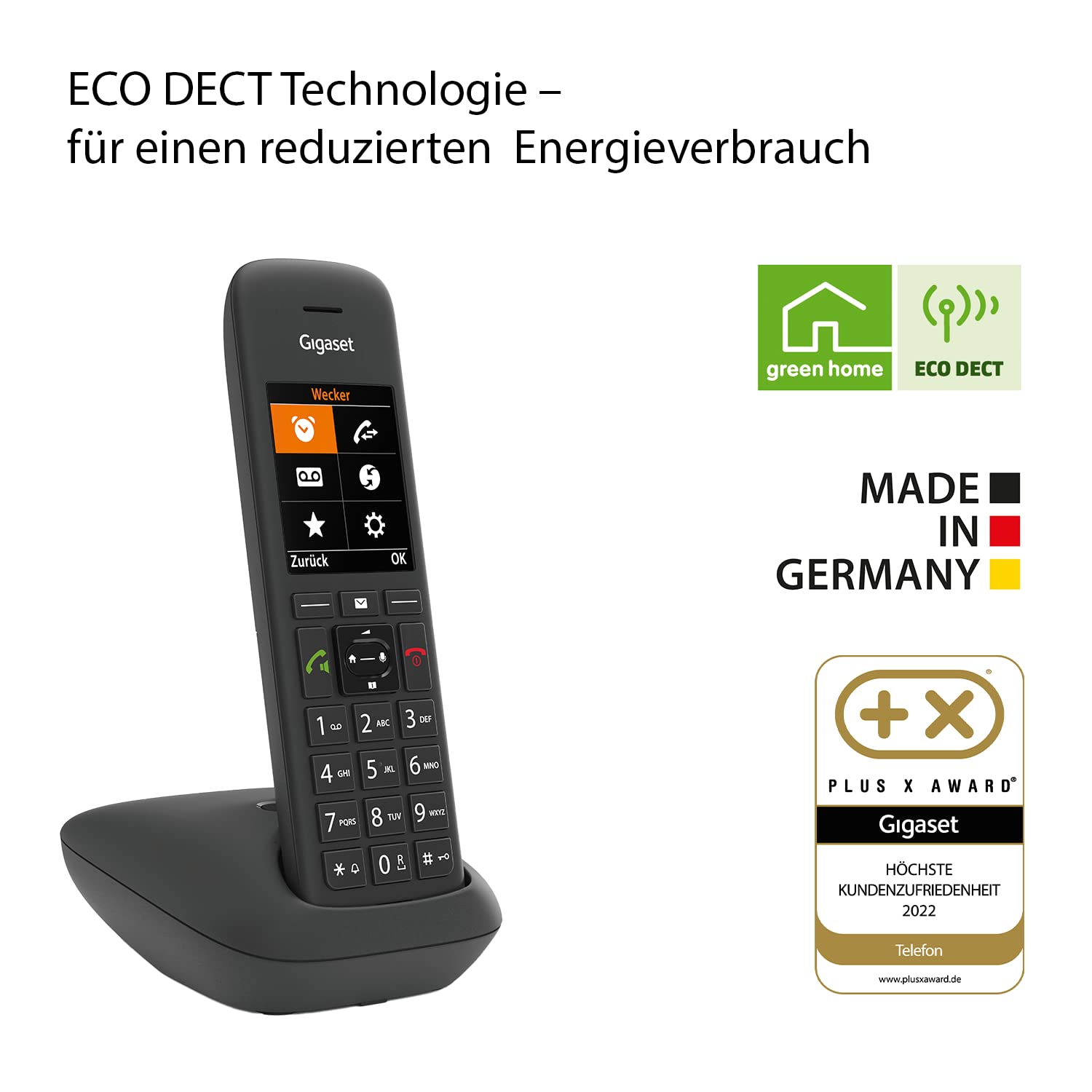 Gigaset C575 - Schnurloses DECT-Telefon - großes Farbdisplay mit moderner Benutzeroberfläche - Adressbuch für 200 Kontakte - Schutz vor unerwünschen Anrufen, schwarz [Deutsche Version]