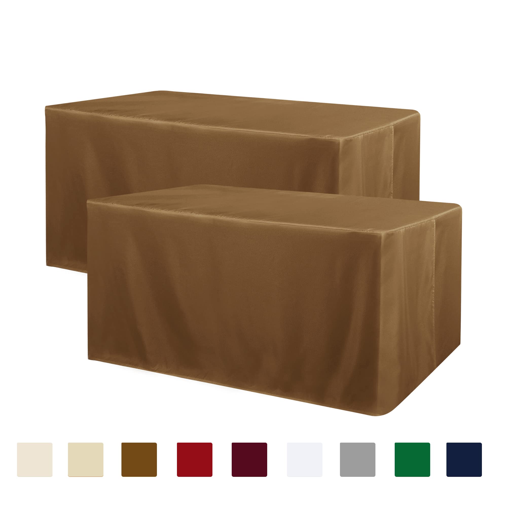 Photo 1 of Obstal 2 Pack 6ft Tablecloths for Rectangle Tables - Water Resistant Washable Fabric Polyester Rectangle Table Cover Protector for Wedding, Banquet and Trade Shows, 72L x 30W x 30H Inches, Coffee