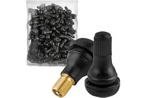 Elsjoy 100 Pack TR412 Tire Valve Stems, Tubeless Rubber Snap-in Tire Valve Stem, Short Black Tire Valve Stem, Fits 0.453 Inch