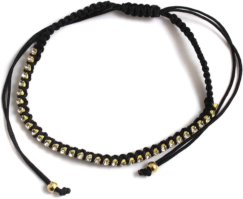 Black Cord and Captive Crystal Ladies Ankle Bracelet Anklet perfect for Beach Summer Festival Season AN13