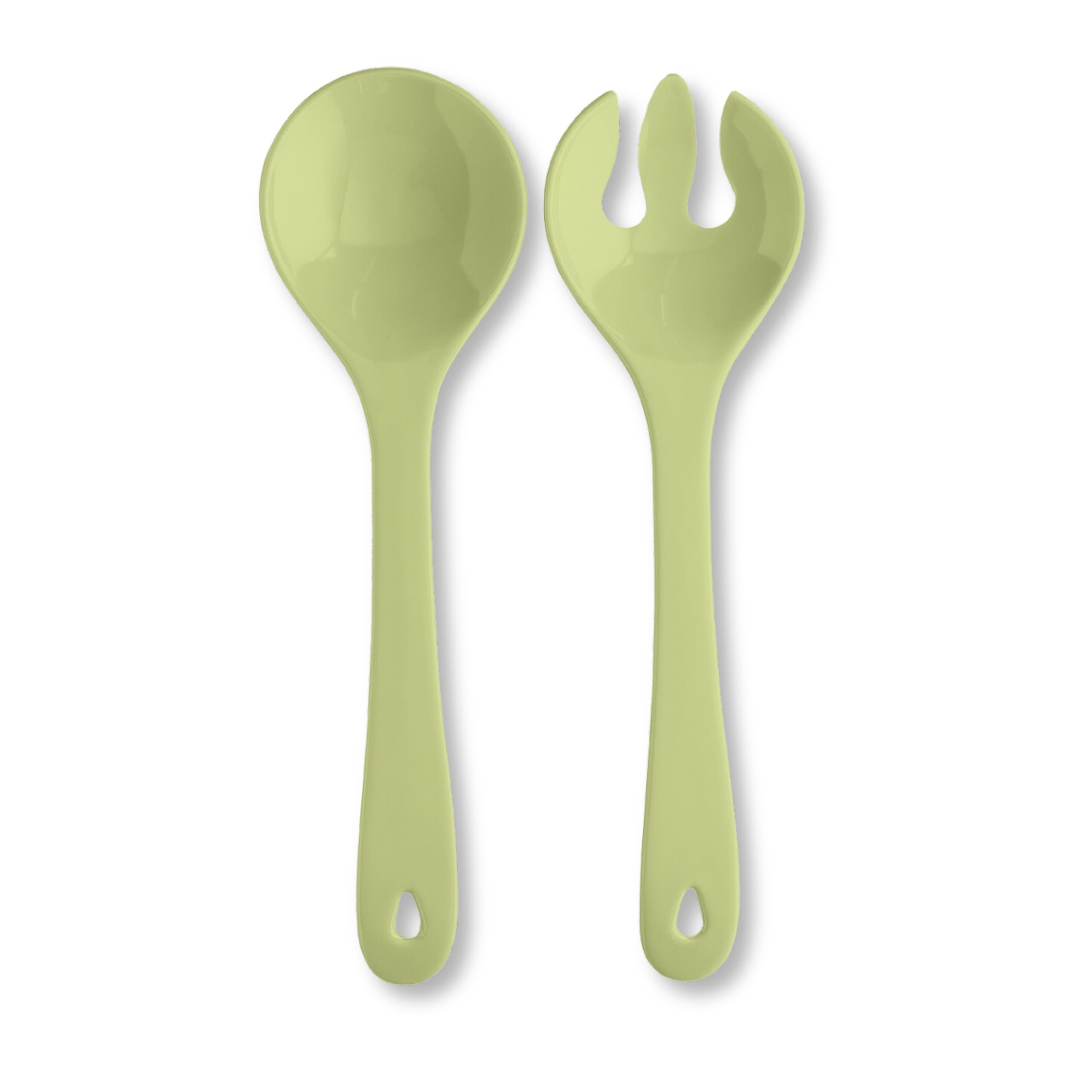 Spoddy Plastic Salad Servers (31 cm Large, Two-Piece, Green) - Plastic Salad Cutlery with Salad Spoon and Salad Fork for Serving (Machine Washable and Heat Resistant up to 100 °C)