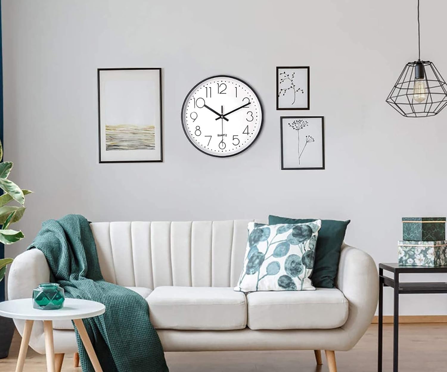 WJIEH Wall Clock Battery Operated,12 Inch Wall Clocks Quality Quartz Round Easy to Read,Non Ticking Modern Wall Clock for Home Office Classroom School(Black): Kitchen & Dining