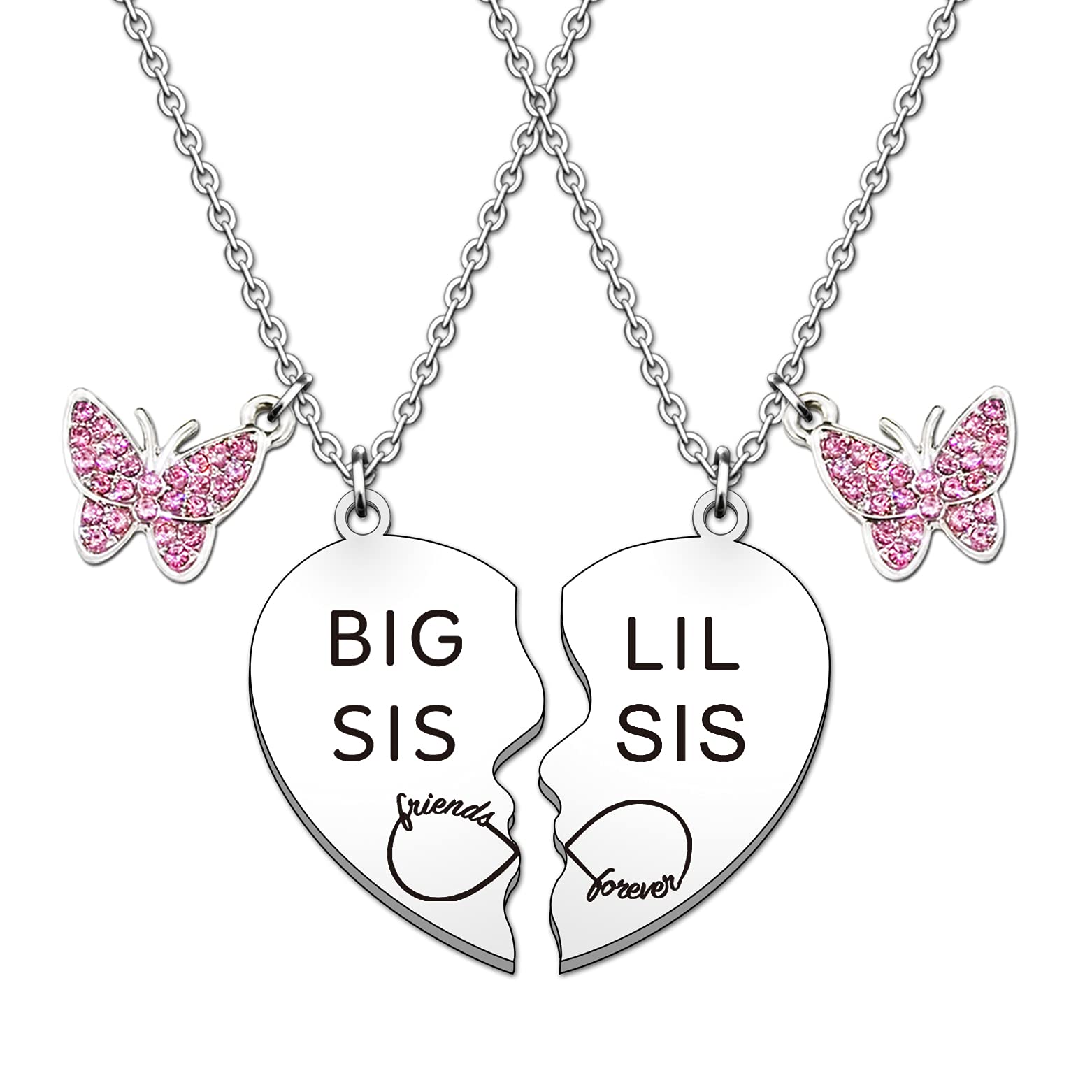 HULALA Big Sis Lil Sis Sister Necklace For 2 Girls Puzzle Heart Pendant Matching Necklace Set Jewellery Gifts For Sisters Birthday Christmas Presents