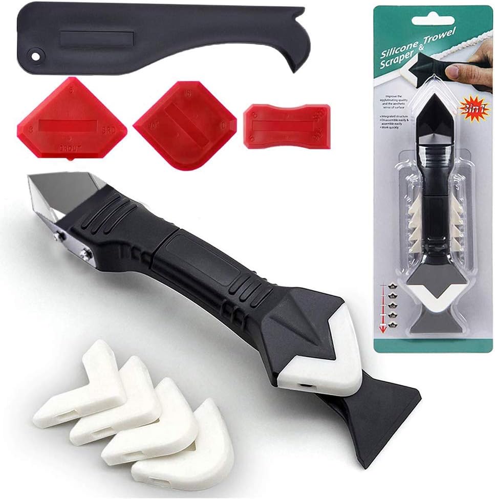 Caulking Tool Kit, 3 in 1 Caulking Tools(stainless steelhead) Silicone