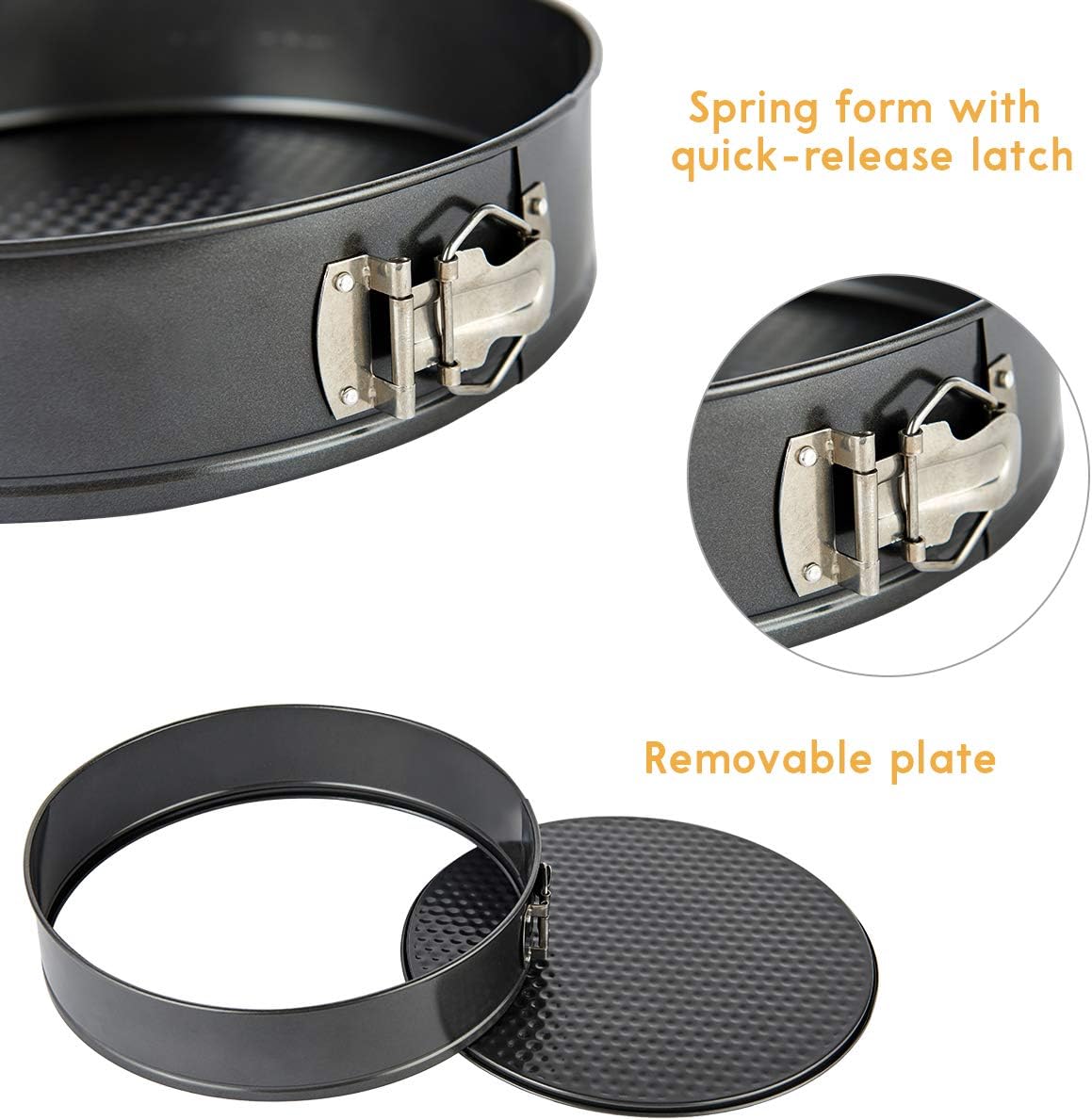 vplus Springform Pan Set, 3 Pieces Nonstick Bakeware Set Cake Pan Set with 50 Pcs Parchment Paper Liners: Kitchen & Dining