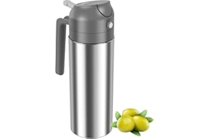 2 in 1 Oil Dispenser and Oil Sprayer, 304 Stainless Steel Oil Dispenser Bottle, 16oz/500ml Oil Sprayer for Cooking, Refillabl