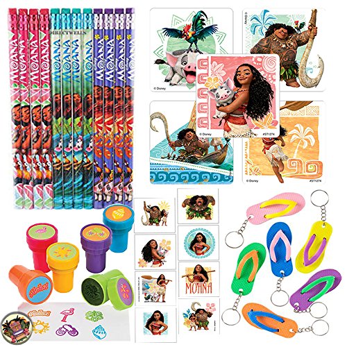 Disney Moana Party Favor Pack Supplies Themed Pack includes Pencils, Stickers, Stampers, Tattoos, and Keychains! - Thumbnail 7