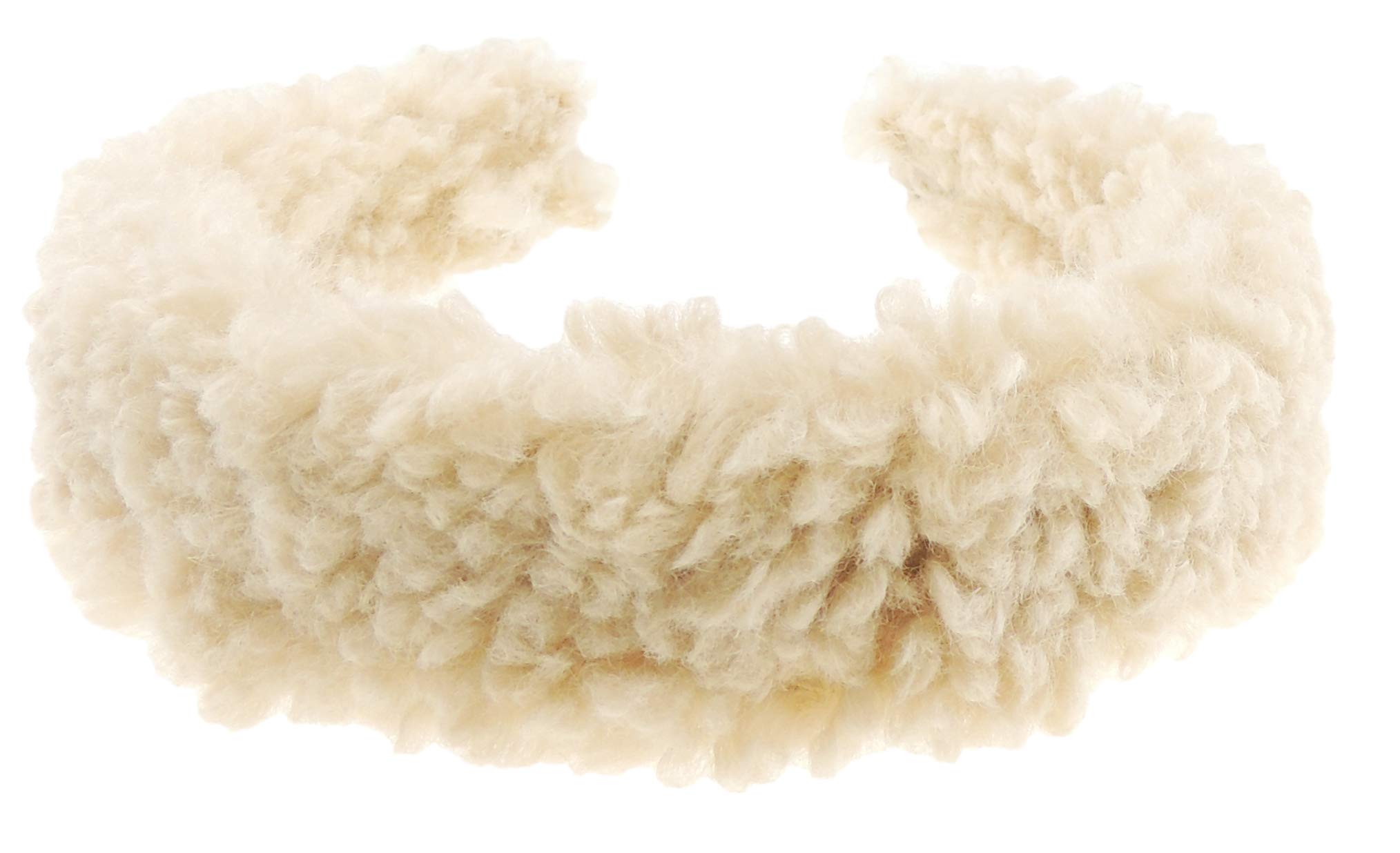 Small Head Ladies Girls Fuzzy Furry Wool Look Wide Headband Alice Band (Beige)