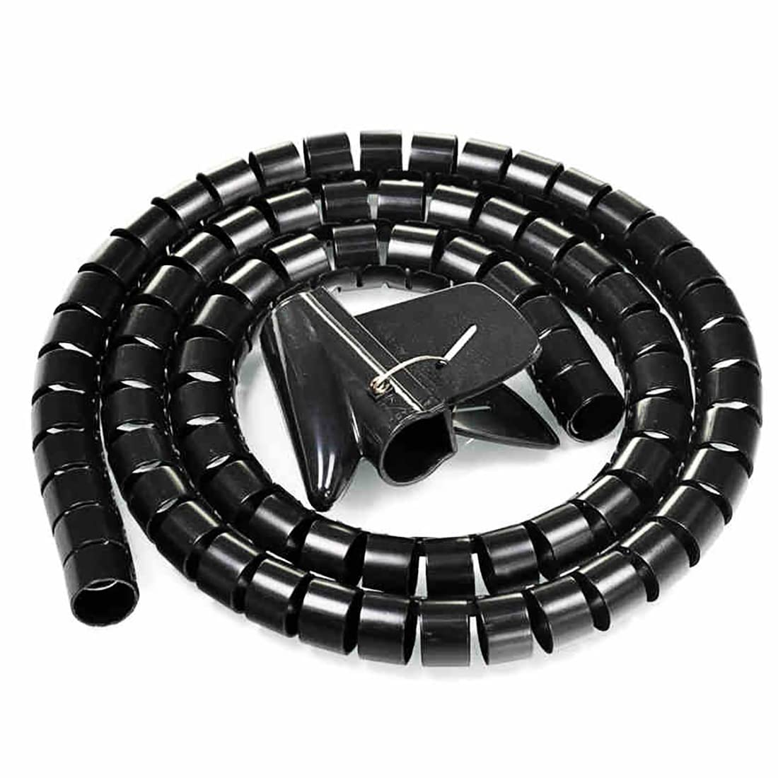 Sourcingmap 15mm Flexible Cable Organizer Spiral Tube Cable Wire Wrap Computer Manage Cord Black 1.5M with Clip
