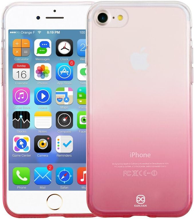 Phone case for iPhone 7, by KANJIAN, ombre Red, Screen Protecter, Seamless TPU case