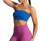 Aoxjox Women's Workout Strapless Bandeau Mesh Bras Training Fitness Running Yoga Crop Tank