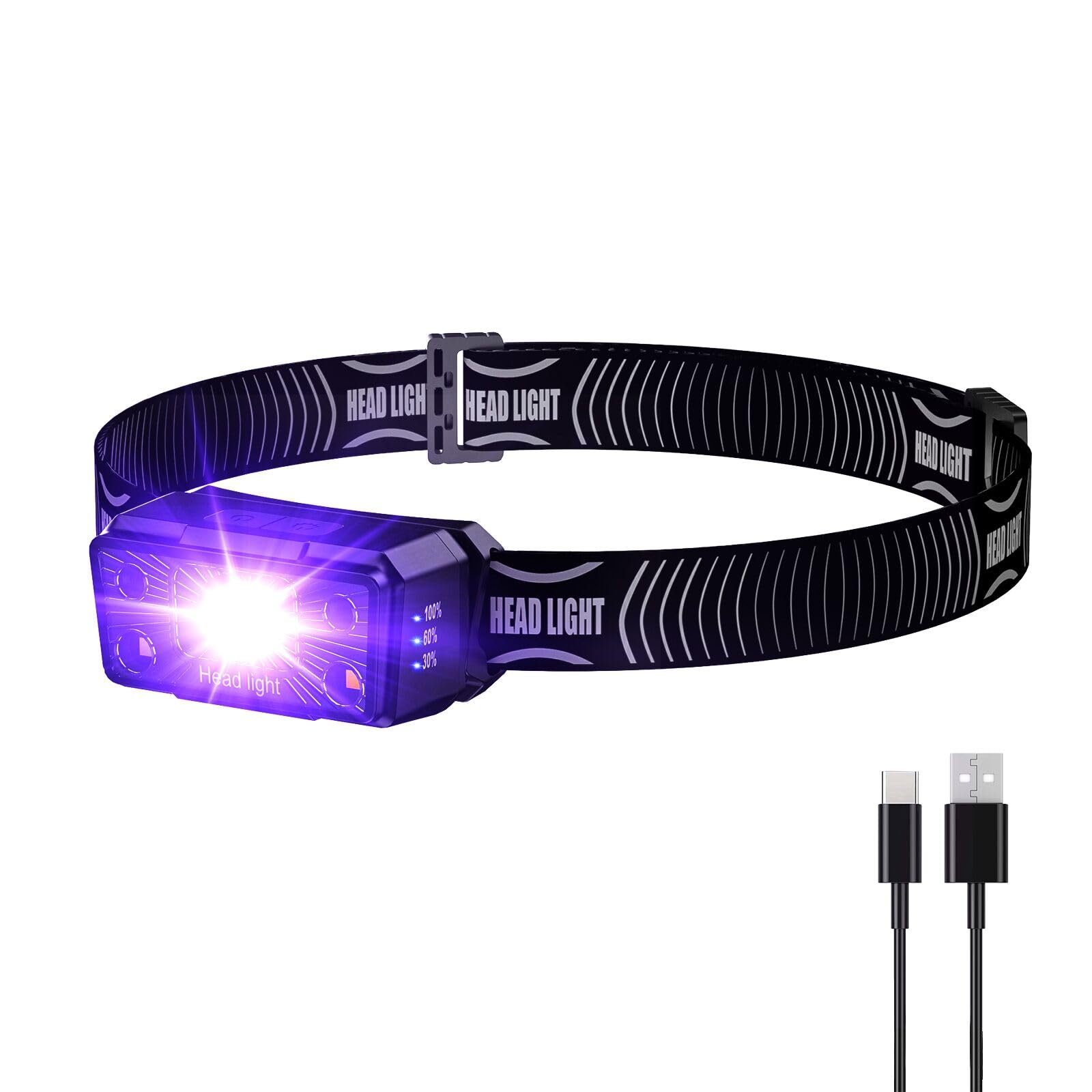 Photo 1 of COSOOS 2IN1 UV Headlamp Flashlight Black Light, Rechargeable LED Hand Free Blacklight 395nm Mini Headlight with White & Ultraviolet Light, Detector for Pet Dog Cat Urine Stain,Bed Bug,Scorpions Finder