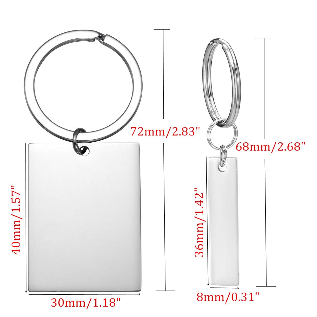 Personalized Master 2pcs Stainless Steel Cuboid Pendant Couples Keychain Set,Key Ring For His and Hers Lovers Valentine\'s Best Friend Gift