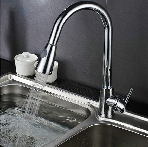 Los grifos de cocina extraen el mezclador de agua grifo giratorio de la