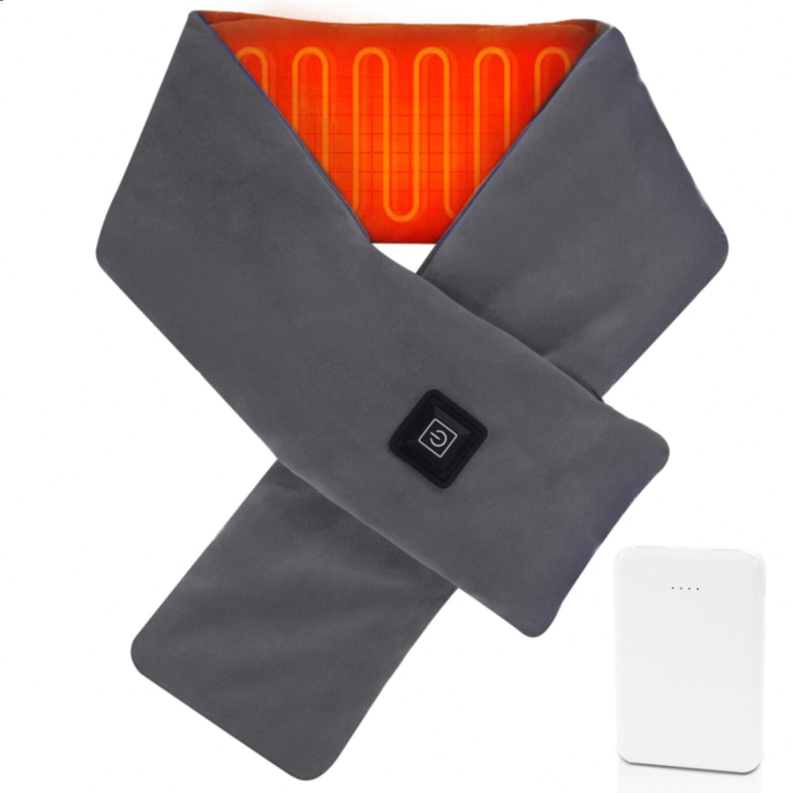 Photo 1 of  Neck Heating Pad Heated Scarf for Pain Relief, Heating Wrap with 5000mAh Power Bank, Cordless Thermal Neck Brace Electric Heated Neck Warmer with 3 Heating Levels(Dark Grey)