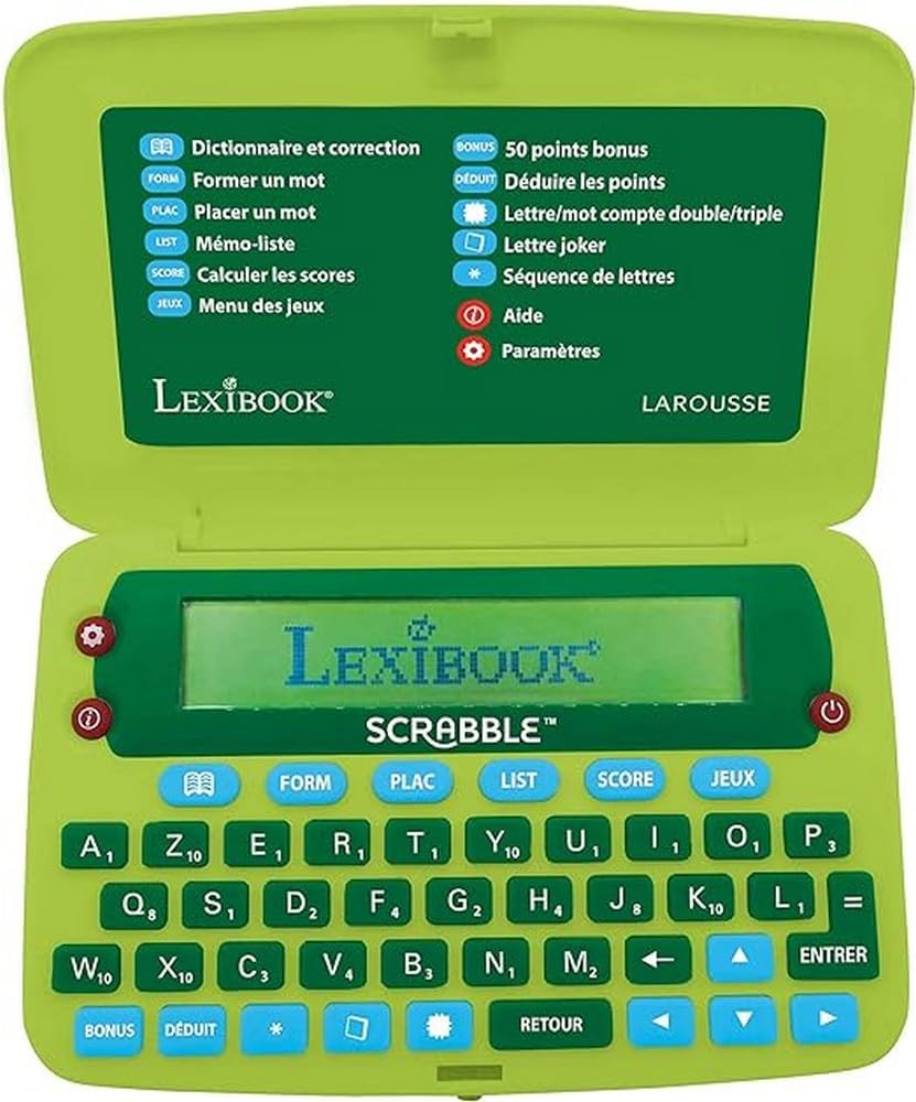 LEXIBOOK Official Scrabble Electronic Dictionary, ODS8, FISF Larousse, Green/Blue, SCR8FR