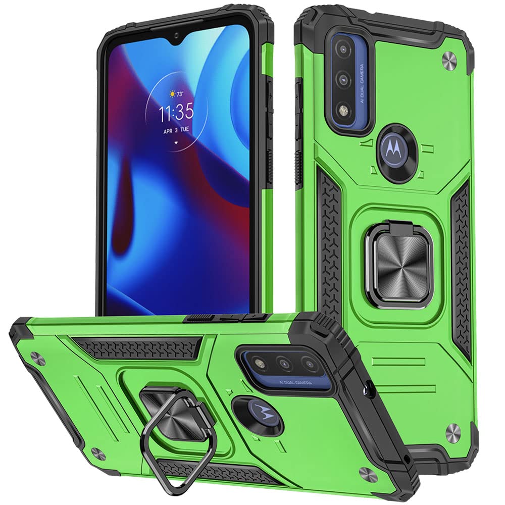 for Moto G Pure Case, Moto G Power 2022 Case, 360°Military Grade Rotatable Kickstand (Heavy Duty) Shockproof Protective Cases for Moto G Pure/Moto G Power 2022 (Green)