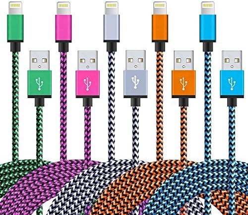 Lightning Cable, 5PACK 3Feet Nylon Braided Charging Cable Cord Lightning to USB Cable Charger Compatible with iPhone 8/ 7/ 6s/ 6/ Plus/ 5se/ 5s/ 5c/ 5, iPad, iPod